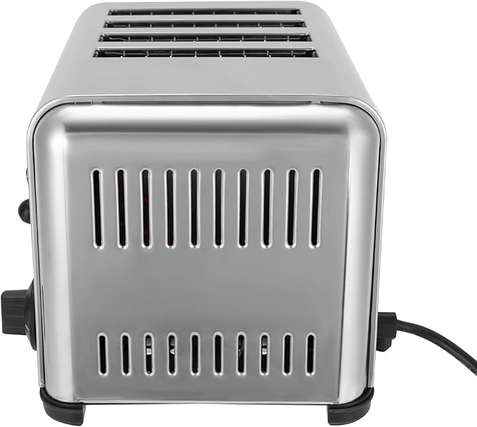 4 Slice Toaster with Wide Slots Commercial Toasters for Restaurant Pop-up Bread Baking Machine 1650W Stainless Steel Toaster Countertop for Toast, Sandwiches, Meatloaf