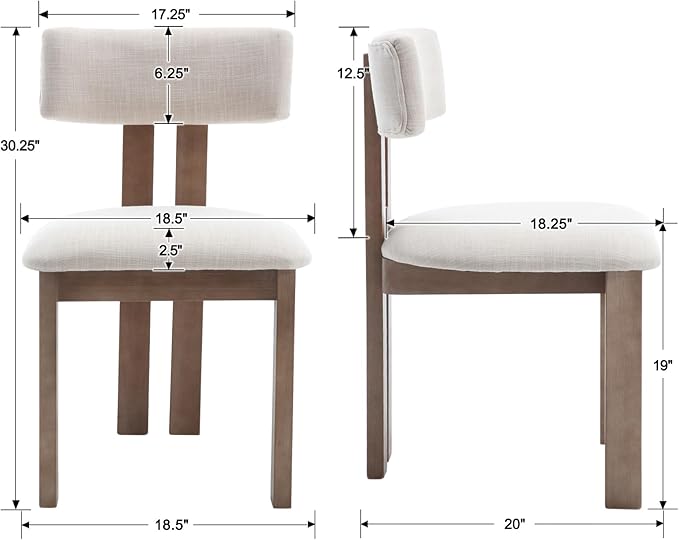 chairus Dining Chairs Set of 6 Linen Fabric Diner Chairs Farmhouse Wood Chairs for Kitchen and Dining Room, Beige