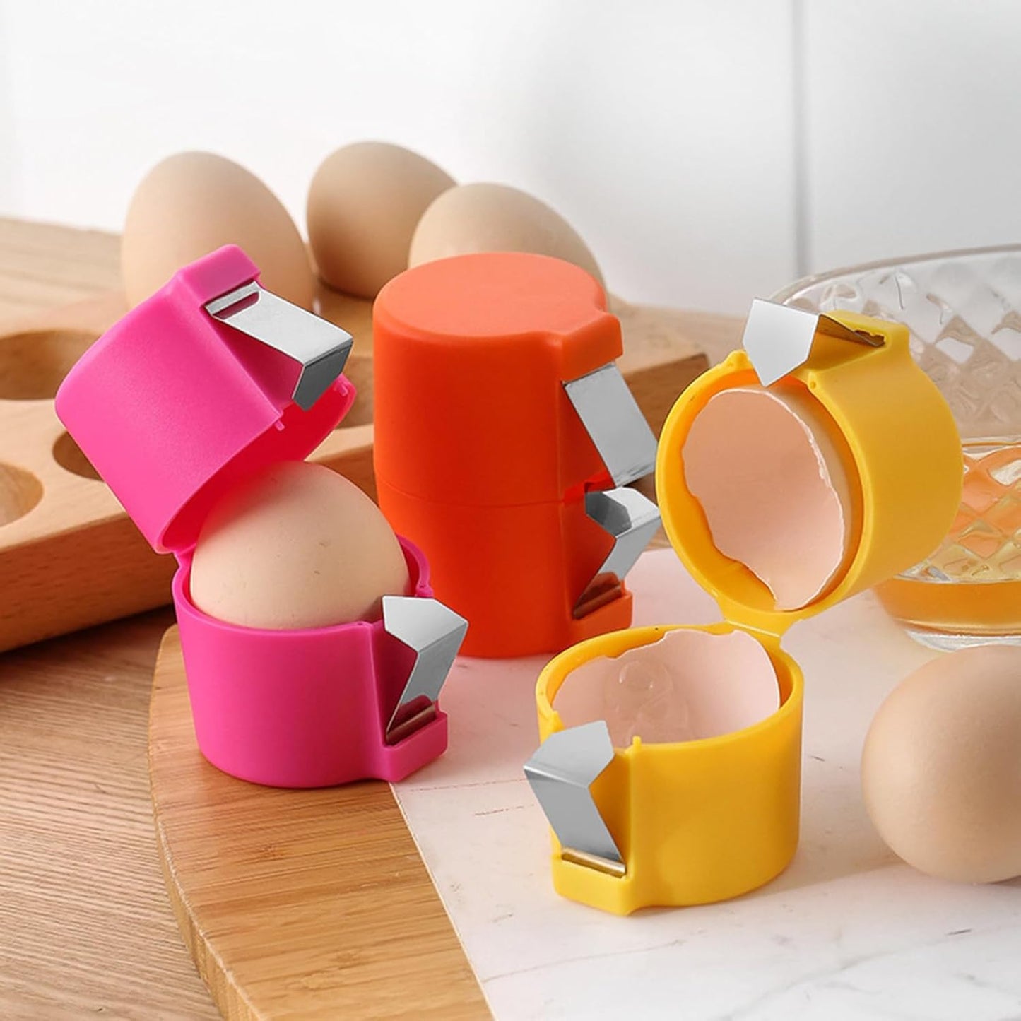 Egg Topper Cutter Tool Egg Cracker Tool Egg Shell Opener Hard Boiled Egg Peeler Egg Shell Opener for Hard Boiled Eggs Egg Cracker Tool For Eggs Kitchen Gadgets (2, Pink)