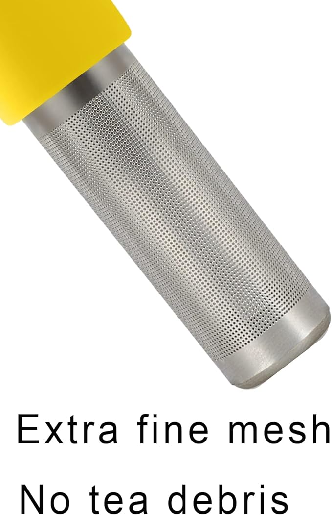 Leden Tea Infuser for Loose Tea Cute Tea Diffuser Fine Mesh Tea Steeper Stainless Steel and Silicone Tea Strainer for Cup and Mug, Yellow