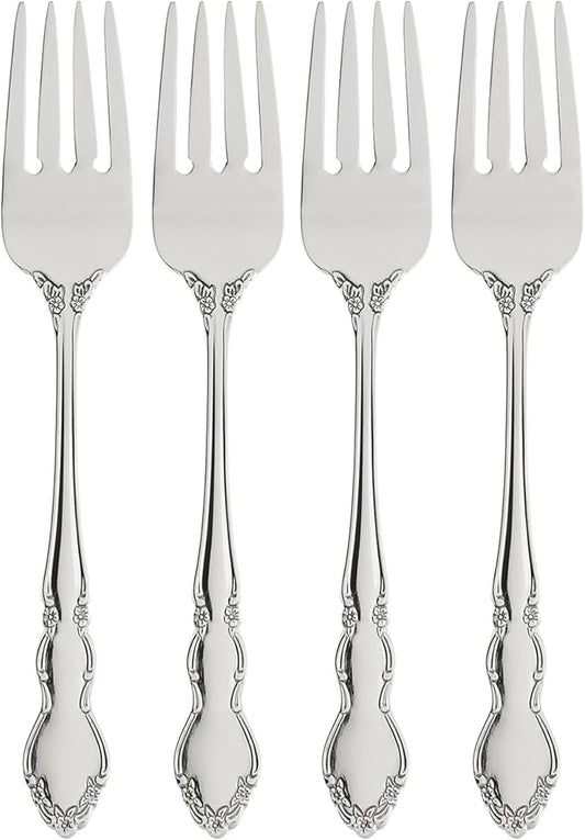 Oneida Dover Fine Flatware Salad Forks, Set of 4 , 18/10 Stainless Steel, Silverware Set, Dishwasher Safe