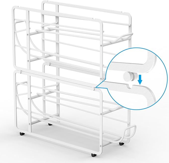 Soda Can Organizer Storage Rack, 2 Pack Stackable Beverage Soda Can Dispenser Organizer Holder for Refrigerator, Cabinet, Pantry (White)