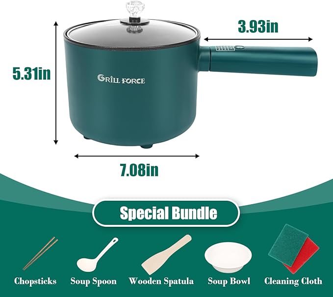 Hot Pot Electric,6 Smart Modes, 1.8L Rapid Noodles Cooker, Portable Cooking Pot, Non-Stick Sauté Pan, Electric Pot for Steak, Pasta, Egg, Soup, BPA Free, Suit Dorm Room and Apartment