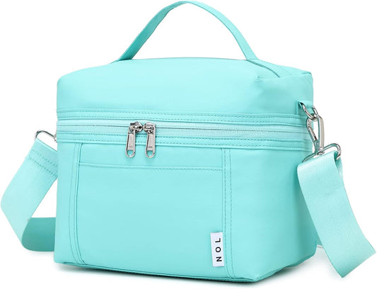 NOL Natural Organic Lifestyle Insulated Lunch Bags for Women Cooler Bag Lightweight Nylon Waterproof Lunch Box For Work（Small, Cyan