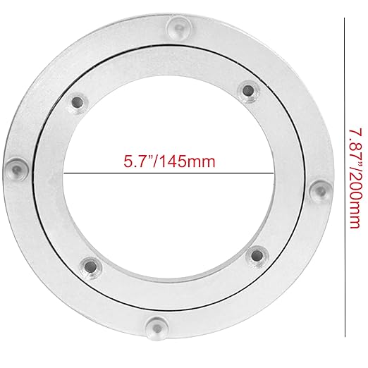 Aluminium Alloy Turntable Bearing, Heavy Duty Swivel Turntable Lazy Susan Rotating Bearing Turntable Round Dining Table Smooth Swivel Plate Hardware, 8"