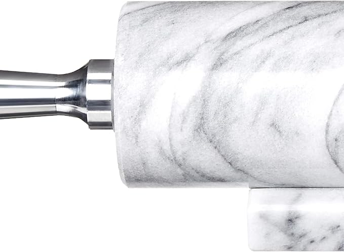 Fox Run 8648 Marble Rolling Pin and Base with Aluminum Handles, 2.5 x 17.5 x 3 inches, White