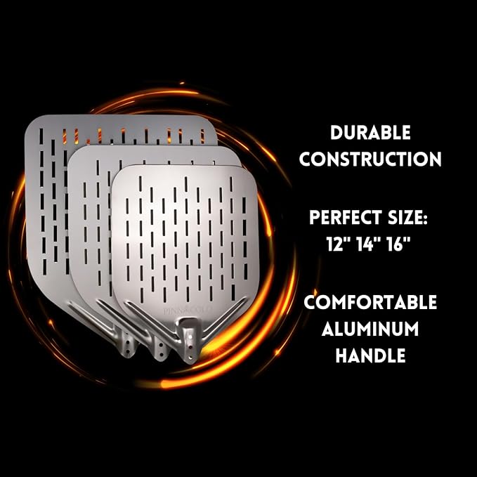 12 Inch Perforated Aluminum Pizza Peel with Handle - Lightweight and Easy to Use, Perfect for Homemade Pizza, Bread, and Pastries