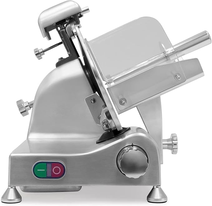 KWS Metal Collection MS-10DS Commercial 320W 10-Inch Meat Slicer Anodized Aluminum Base with Stainless Steel Blade + Blade Removal Tool, Frozen Meat/Cheese/Food Slicer Quiet [ ETL, NSF Certified ]