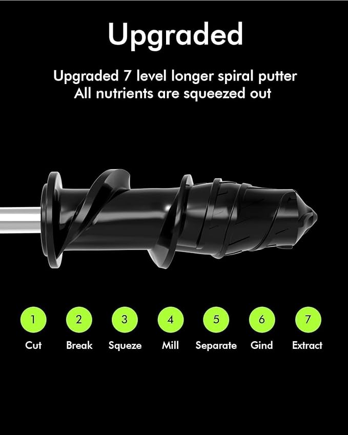 SiFENE Cold Press Juicer Machine, Slow Masticating Juicer, Vegetable and Fruit Juice Extractor Maker Squeezer, Easy to Clean, BPA Free, Green