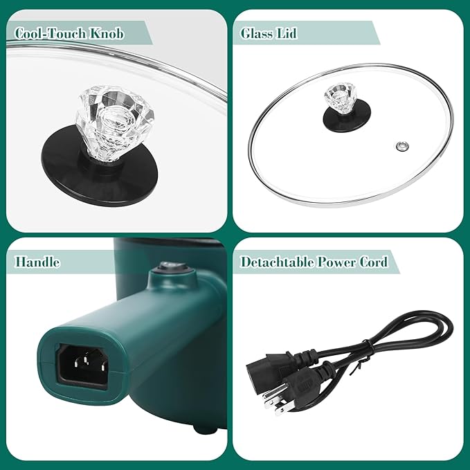 Electric Hot Pot with Steamer, 1.8L Ramen Cooker, Portable Cooking Pot Non-Stick Sauté Pan, Electric Pot for Pasta, Egg, Steak, BPA Free,Dual Power Control, Suit Dorm Room, Travel,RV,Hotel