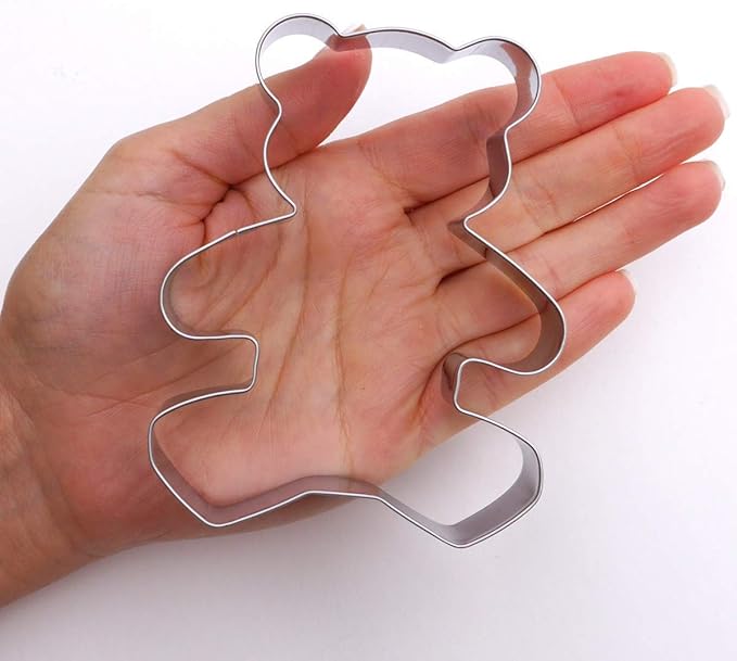 Teddy Bear Cookie Cutter – Sharp & Secure Stainless Steel Cooking Utensils – A Fun Fit for Sandwiches, Pancakes & Fruits – Dishwasher-Safe Bakery Supplies by Sweet Cookie Crumbs (4.0” T x 3.1” W)