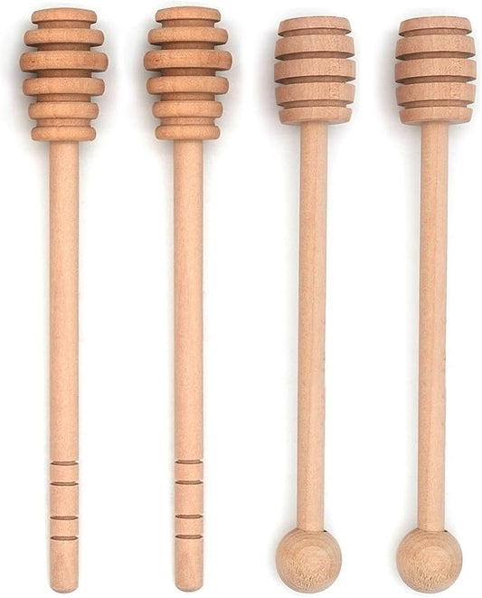 4PCS 6 inch Honey Dipper Sticks Honey Spoon, Wooden Honey Mixing Stirrer Honey Comb Stick, Honey Wand for Honey Jar Dispense Drizzle Honey Wedding Party