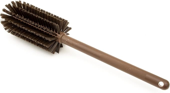 SPARTA Large Water Bottle Brush Ideal for Wide-Mouth Jars, Bottles and Tumblers, Dishwashing Tool with Handle for Home and Commercial Kitchens, Plastic, 16 Inches, Brown, (Pack of 4)