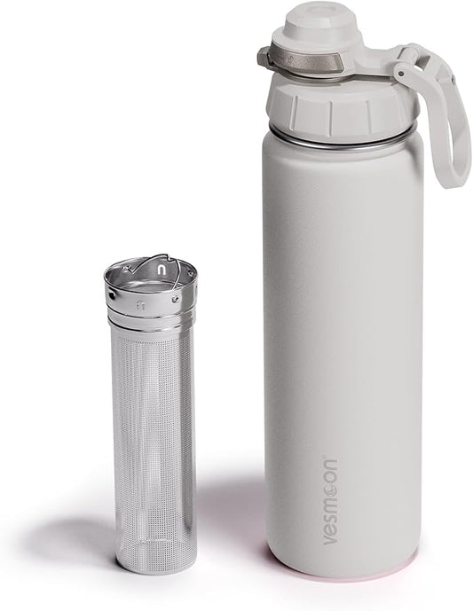 Vessence Tea Infuser Bottle - 24 Oz Insulated Loose Leaf & Fruit Infuser Bottle | Leak Proof with FlowSip Lid
