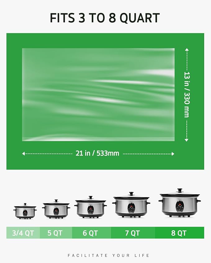 Syntus Slow Cooker Liners, 15 Count Cooking Bags Large Size Disposable Pot Liners Plastic Bags, Fit 3QT to 8QT for Slow Cooker Cooking Trays, 13"x 21", 15 Liners