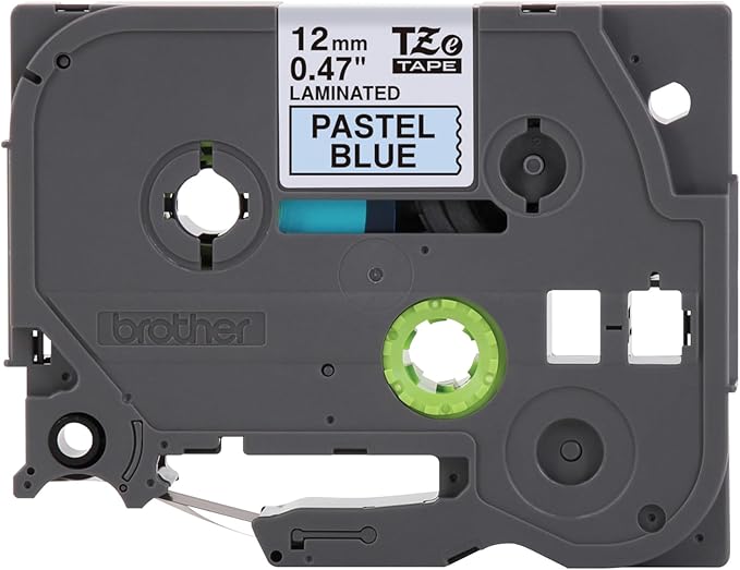 Brother Genuine P-Touch TZe Black Print on Pastel Blue Label Tape (TZeMQ531), Laminated, ~1/2in x 13.1ft (12mm x 4m), for Select P-Touch Label Makers, Durable, Water-Resistant, Indoor/Outdoor Use