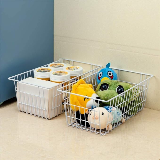 slideep Farmhouse Freezer Baskets Organizer Storage Bins Large Organizer Baskets for Storage, Office, Bathroom, Pantry Organization Storage Bins Rack with Handles 6 Pack