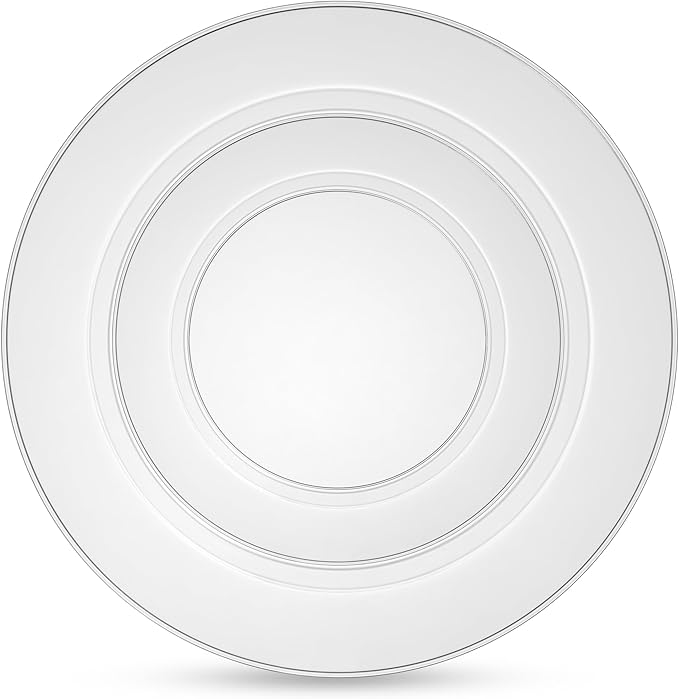 Munfix 100 Clear Plastic Plates Set, 50 Pcs 10 Inch Plastic Dinner Plates and 50 Pcs 7 Inch Plastic Dessert Plates, Elegant Fancy Heavy Duty Disposable Plates for Party, Wedding, Clear