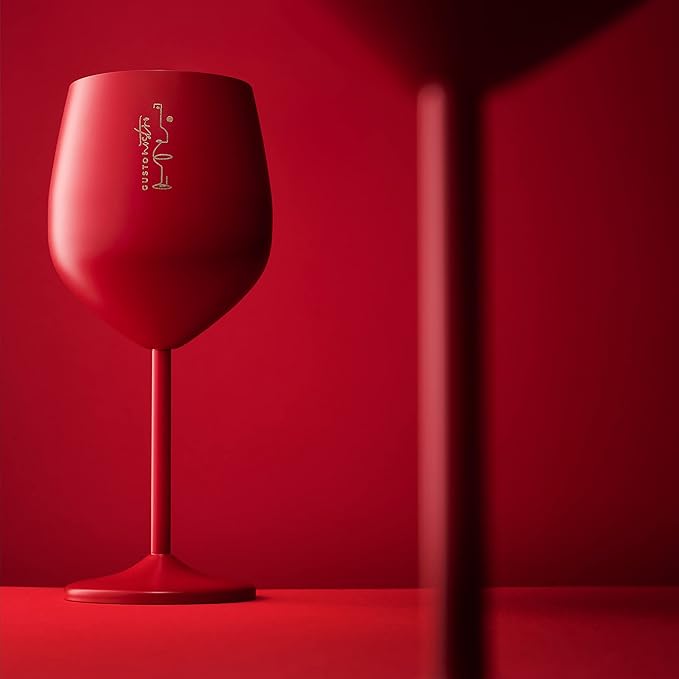Gusto Nostro Stainless Steel Wine Glass - 18 oz - Unbreakable Colorful Wine Glasses for Travel, Camping and Pool - Fancy, Unique and Cool Portable Metal Wine Glass for Outdoor, Picnics (Set of 2)