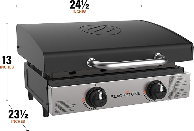Blackstone 1813 Original 22” Tabletop Griddle with Hood and Stainless Steel Front Plate, Powder Coated Steel, Black
