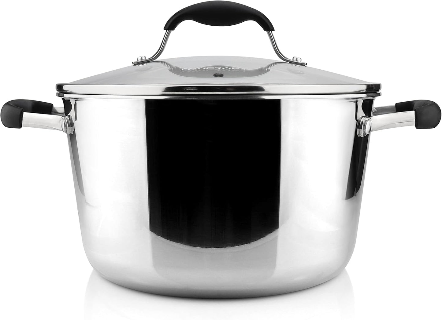 AVACRAFT 18/10 Tri-Ply Stainless Steel Dutch Oven, Chef’s Pan with Glass Lid, Induction Compatible, Multipurpose Stock Pot, 5 Quart