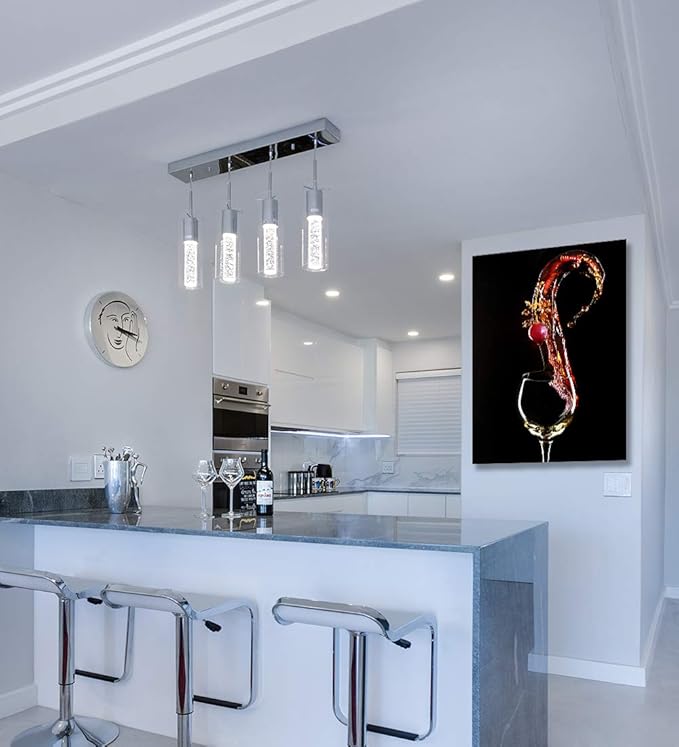 Looife Kitchen Wine Bottle Canvas Wall Art, 12x16 Inch Gallery Wrapped Red Wine with Grape Picture Prints Wall Decor, Modern Art Deco for Dining Room and Bar Wall Decoration