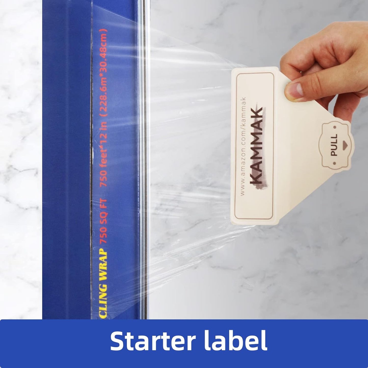 KAMMAK Plastic Food Wrap with Slide Cutter Kitchen Cling Wrap 12 inch Professional BPA Free Polyethylene Materials Quick Cut 750 Ft Food Service Cling Film Wrap for Restaurant