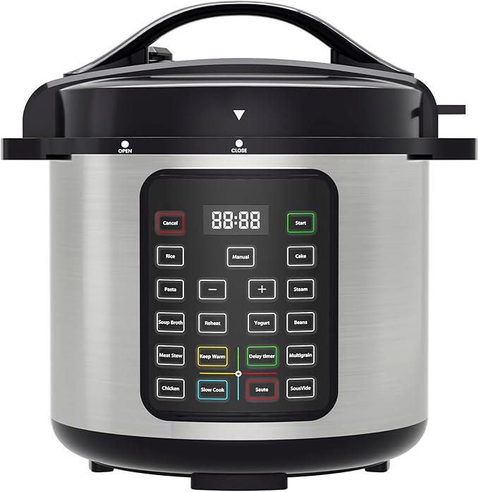 OLIXIS Electric Pressure Cooker 8 Quart Stainless Steel Multi Cooker Electric for Pressure 16-in-1 Rice, Steamer, Yogurt Maker, Slow Cook,Meat Stew, Cake, Saute, Multigrain