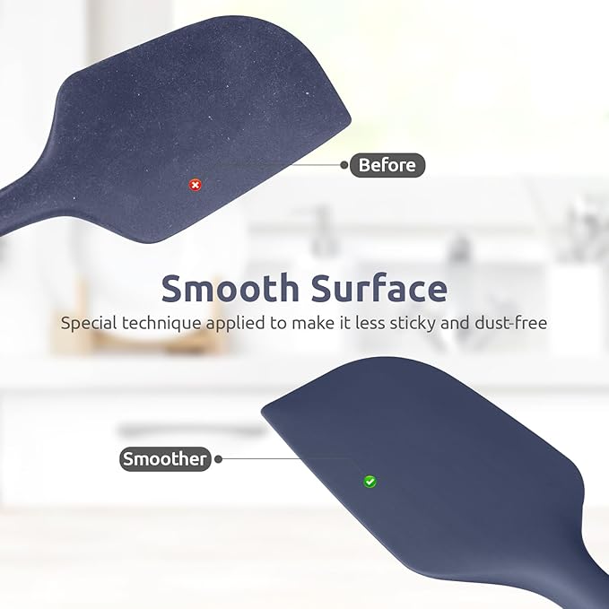 Heat Resistant Silicone Large Spatula: U-Taste 600ºF High Heat Flexible 11.38in Silicon Mixing Stirring Cooking Scraping Baking Bowl Scraper Seamless Spreader for Nonstick Cookware (Midnight Blue)