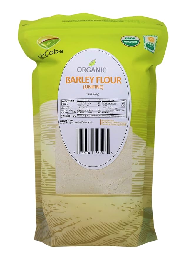 McCabe Organic Barley Flour - Barley Flour for Cooking and Baking | Rich in Fiber | USDA and CCOF Certified | Product of USA | 2 lbs (32 Oz) Pack of 3