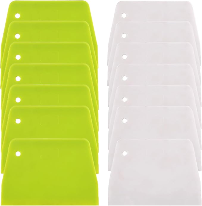Plastic Bench Scraper & Chopper (14Pcs), Multi-Purpose Dough Scraper Bench Scraper, Flexible Bowl Scraper, Sharp Edge & Angles, Dough Cutter, Kitchen Utensil for Bread, Pizza, and Flat Top Griddles