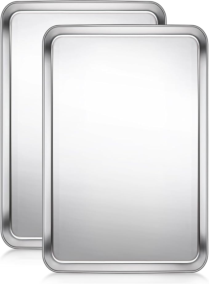 Baking Sheet, Cookie Sheet, Stainless Steel Baking Pan, 2 Piece-19.6''x 13.8'' x 1.2'', Large Sheet Pan for Oven, Baking Tray for Baking&Roasting, Nonstick&Nontoxic&Easy Clean