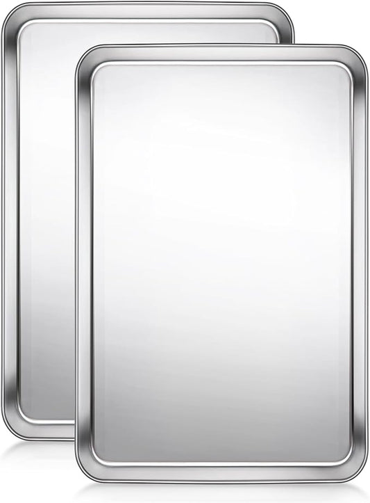 Baking Sheet, Cookie Sheet, Stainless Steel Baking Pan, 2 Piece-19.6''x 13.8'' x 1.2'', Large Sheet Pan for Oven, Baking Tray for Baking&Roasting, Nonstick&Nontoxic&Easy Clean
