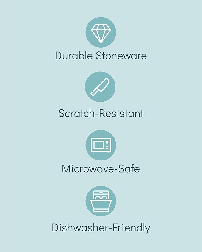 Stoneware dinnerware set 8 persons 32 pcs - Mediterranean dinnerware set, dishwasher, microwave and scratch resistant - Bowl and plate set - Dinnerware Pure Living Light Beige…