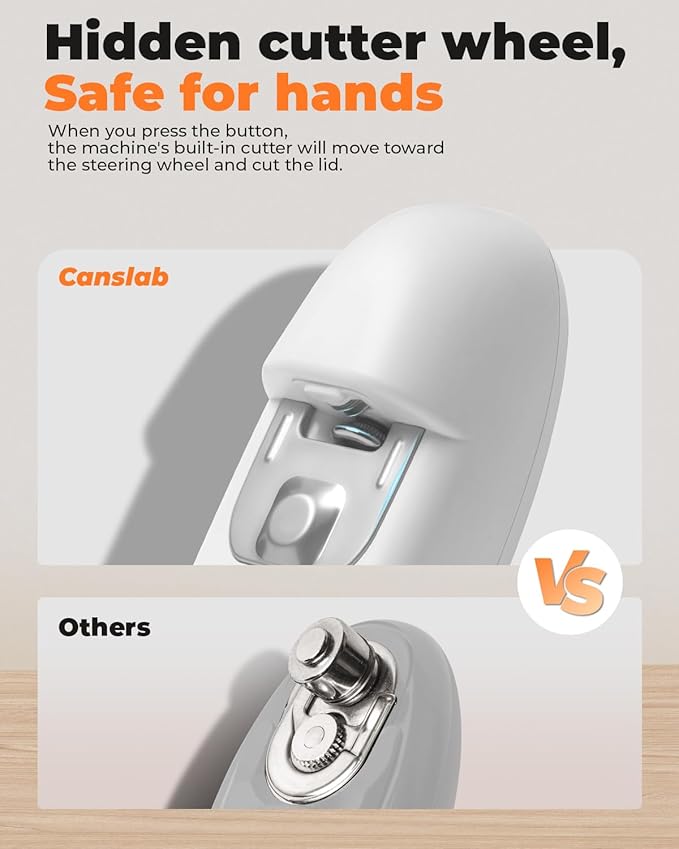 Ultrablde SE - USB Rechargeable Electric Can Opener for Kitchen for Seniors with Arthritis- Cordless Battery Powered Automatic, Side Cut, Smooth Edge, Handsfree, for Small or Large Cans, White