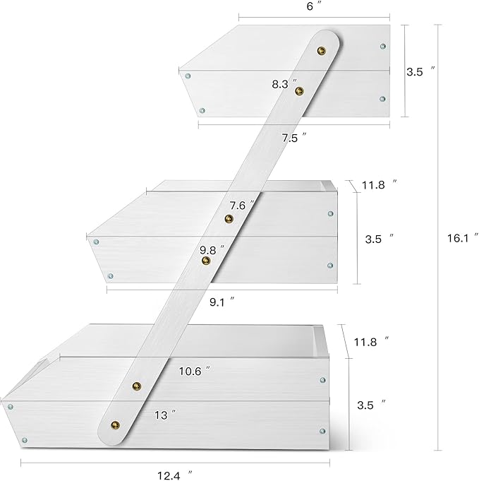 G.a HOMEFAVOR Fruit Basket for Kitchen, 3-Tier Fruit Bowl for Kitchen Counter, Vegetable Storage Stand for Fruit Shop, 15 mm Thickness (WHITE)