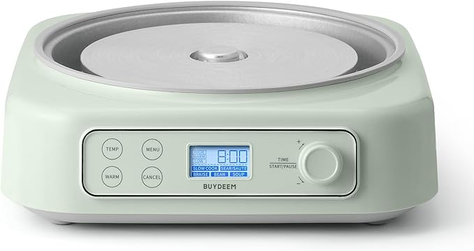 BUYDEEM LP55 5-in-1 Slow Cooker, Compatible with Various Cookwares, Multi-Cooker with Two Temperature Settings, Auto Keep Warm for 2H, Cozy Greenish, Pot Not Included