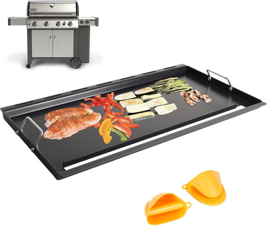 6789 Genesis II 400 Full Size Griddle Insert for Weber GS4 II 400 Series Grills Parts Genesis 2 E-410 S410 E-435 S-435 E-440 S-440 LX E/S-440 Flat Top Griddle with Handles, Carbon Steel for 66097