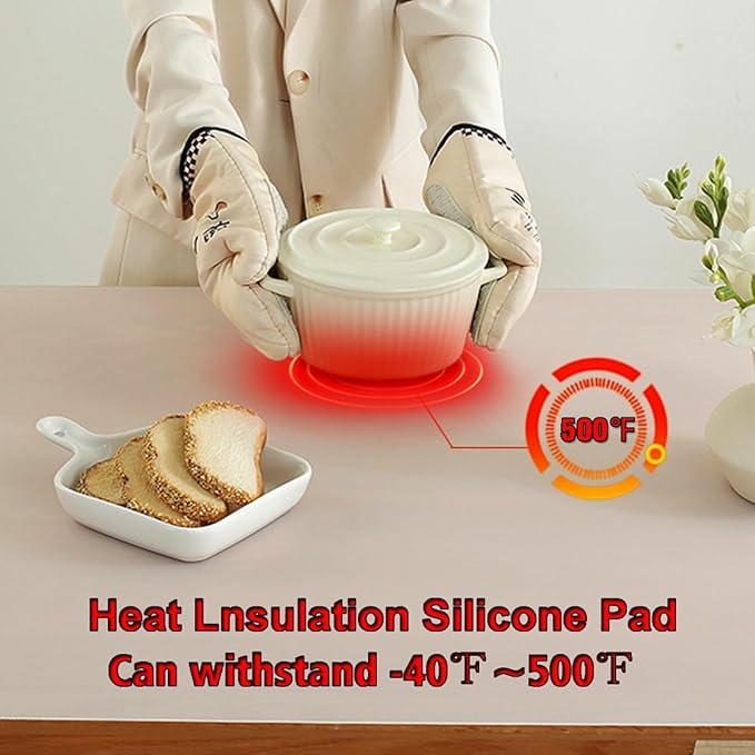 Silicone Mat - Non-Stick, Reusable & Heat Resistant Up to 500°F, Fits Resin Crafts, Dishwasher Safe for Baking, Cookies, Pastry (48” x 24”)