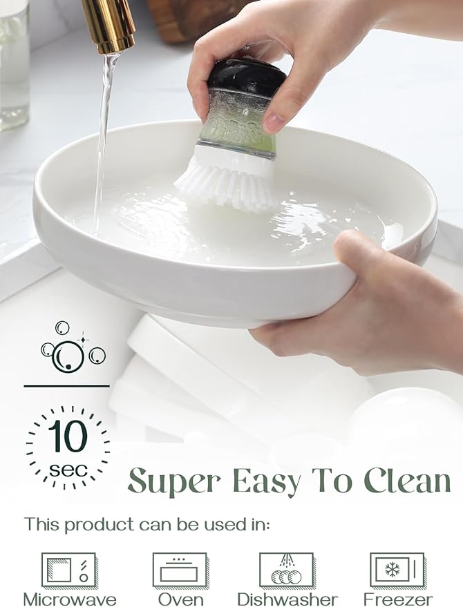 DOWAN Pasta Bowls, 65 oz Large Salad Bowls Set of 2, 10'' Serving Bowls for Wedding, Ceramic Shallow Bowl Plates, Serving Dishes for Entertaining, Microwave Dishwasher Safe