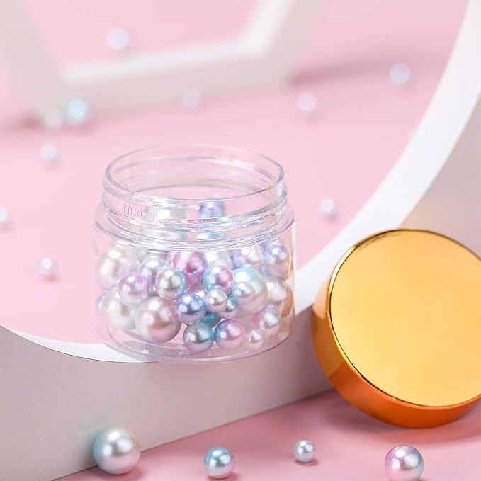 SATINIOR 6 Pack 2 oz Plastic Jars Containers with Lids Wide-mouth Refillable Leakproof Reusable Round Empty Jars for Travel Cosmetic Dry Food Spice Candy Cookie Home Kitchen Organizing(Gold)