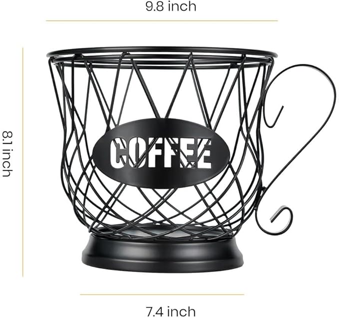 TreeLen Coffee Pod Holder, K Cup Organizer, Large Capacity K Cup Holder for 40 K Cups, K Pod Storage for Coffee Bar - Black