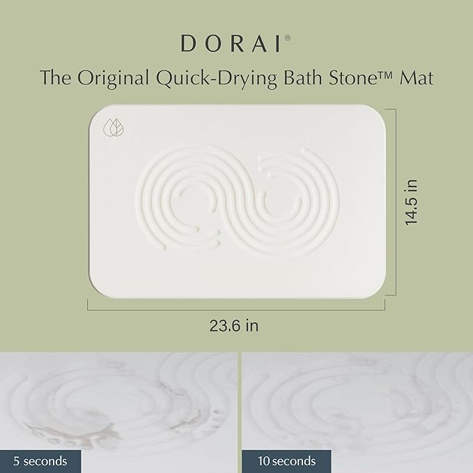 Dorai Home Bath Stone Mat 23.6"x15.4"| Luxury Diatomite Stone Bath Mat |Quickly Removes Water | Non-Slip, Quick-Dry Stone Bath Mat for Bathroom | Zen Sandstone - 2 Pack