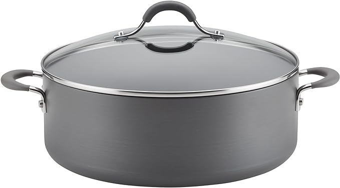 Circulon 83908 Radiance Hard Anodized Nonstick Stock Pot/Stockpot with Lid - 7.5 Quart, Gray