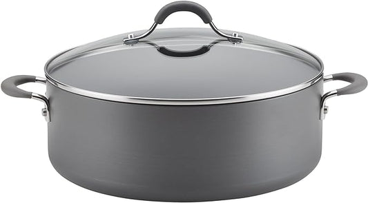 Circulon 83908 Radiance Hard Anodized Nonstick Stock Pot/Stockpot with Lid - 7.5 Quart, Gray