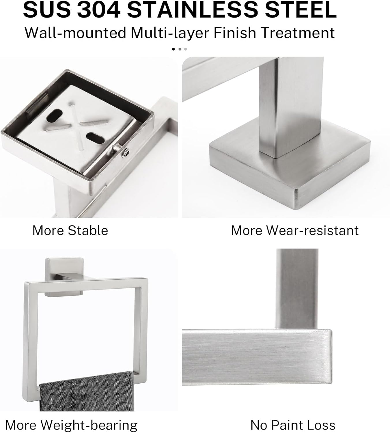 Brushed Nickel Towel Ring Towel Holder for Bathroom Bath Towel Hanger SUS304 Stainless Steel Bathroom Hardware Accessories Wall-Mounted