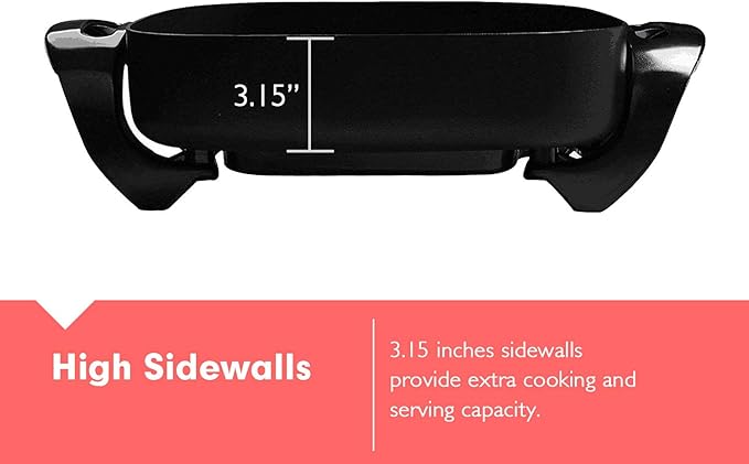 Caynel 12 x 12 Inch Nonstick Ceramic Electric Skillet with Glass Lid, Aluminum Body, 1400-Watts, Adjustable Temperature Controller Goes Up to 460 Degrees for Fry, Bake, Steam or Simmer, Easy to Clean