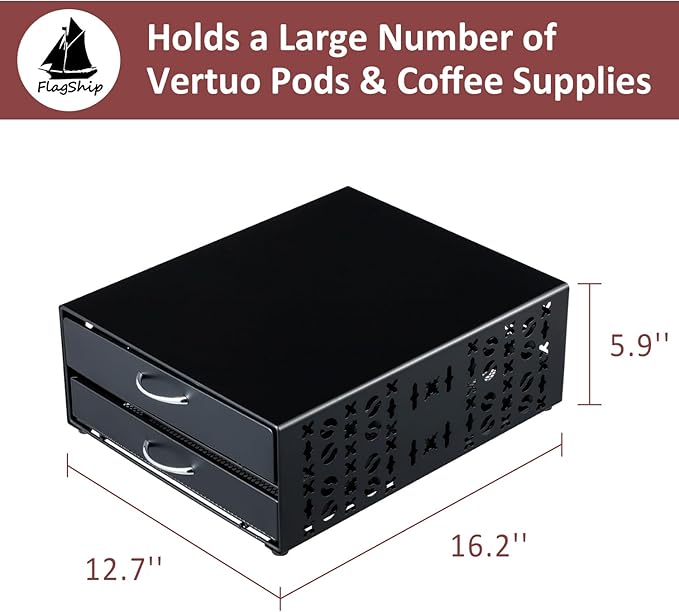 Flagship for Vertuo Pod Holder Coffee Accessories Organizar for Nespresso Pod Storage Large Capacity Fits All Size Coffee Station for Coffee Bar