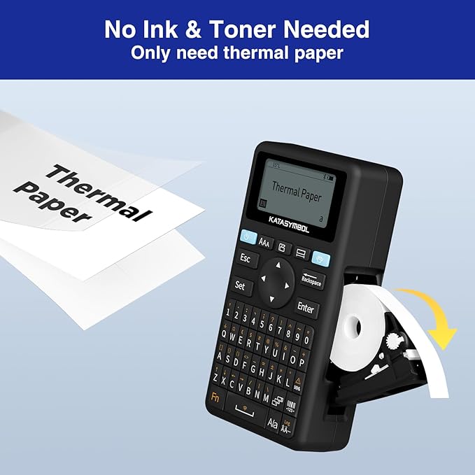 SUPVAN E11 Bluetooth Label Maker Machine with Tape, Support Keyboard & App with 40 Fonts and 450+ Icons, Rechargeable Inkless Labeler for Home, Kitchen, Office, School, Organization, Black