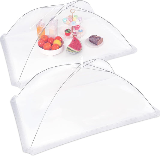JULBEAR 2 Pcs 40x24inches Extra Large Mesh Food Cover Tent Umbrella Food Screen Covers for Outside Pop-up Mesh Collapsible Food Nets for Parties Picnics Outdoor BBQs Collapsible